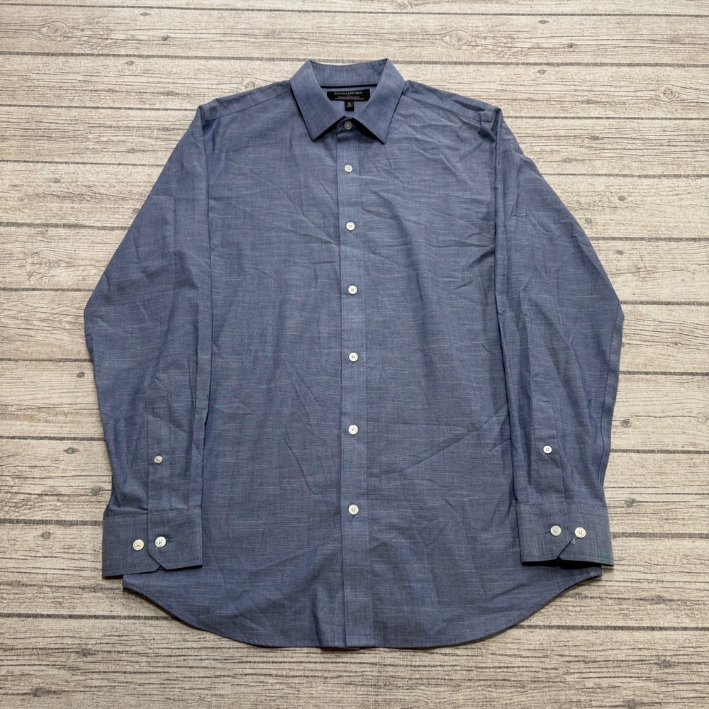 Banana Republic Shirt Men's M Blue Standard Fit Long Sleeve Button Down Cotton